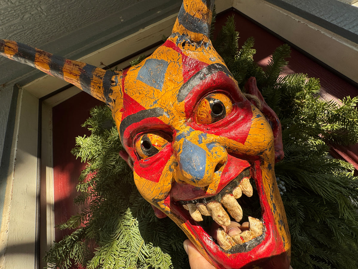 Ready to Ship! X-Large Carnival Krampus Mask - One of a Kind Jester Demon Mask
