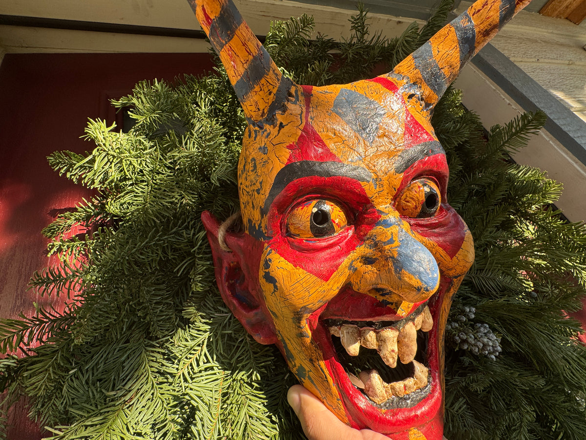 Ready to Ship! X-Large Carnival Krampus Mask - One of a Kind Jester Demon Mask