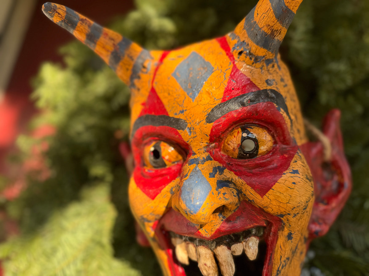 Ready to Ship! X-Large Carnival Krampus Mask - One of a Kind Jester Demon Mask