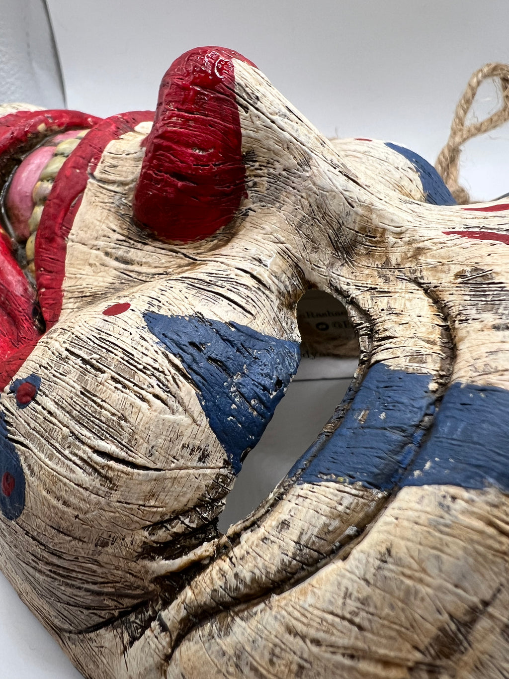 Ready to Ship! Faux Wood Carved Clown Mask