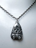 Candy Corn Necklace - Hand Sculpted Fine Silver Pendant on Sterling Silver Chain