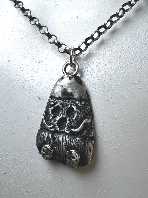 Candy Corn Necklace - Hand Sculpted Fine Silver Pendant on Sterling Silver Chain
