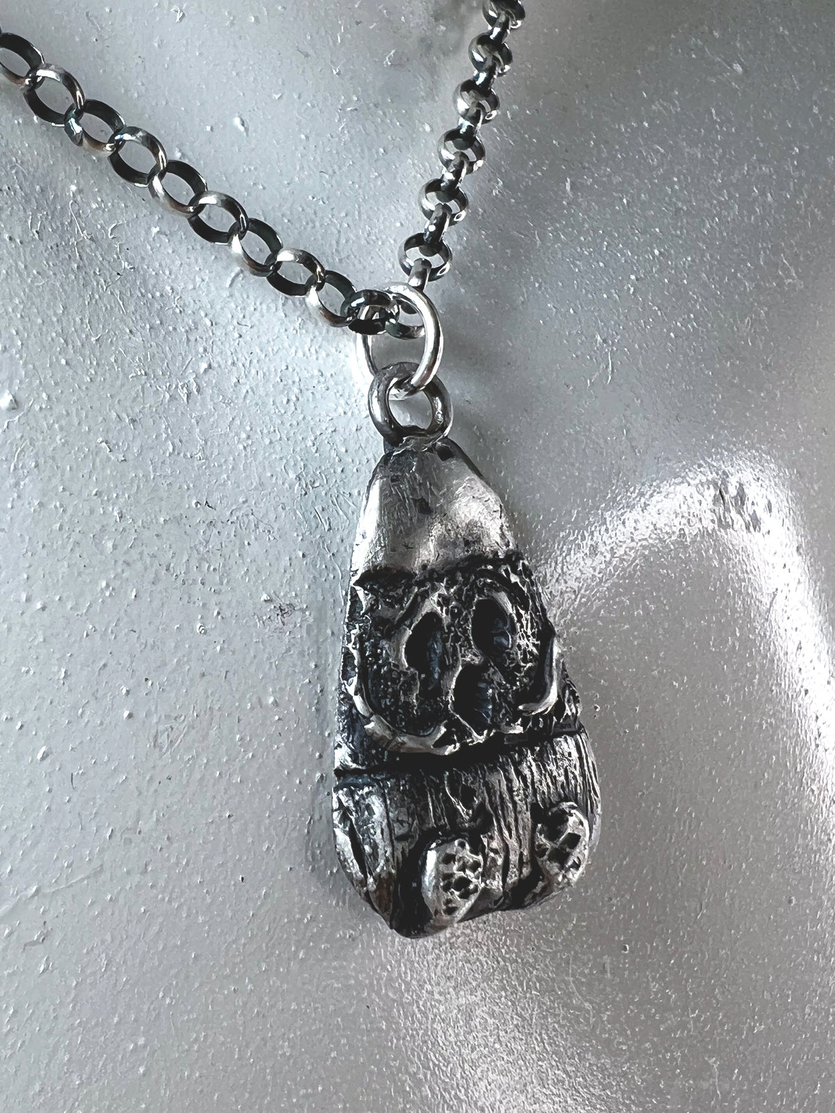 Candy Corn Necklace - Hand Sculpted Fine Silver Pendant on Sterling Silver Chain