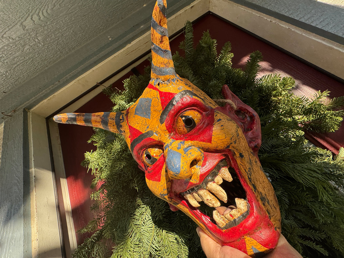 Ready to Ship! X-Large Carnival Krampus Mask - One of a Kind Jester Demon Mask