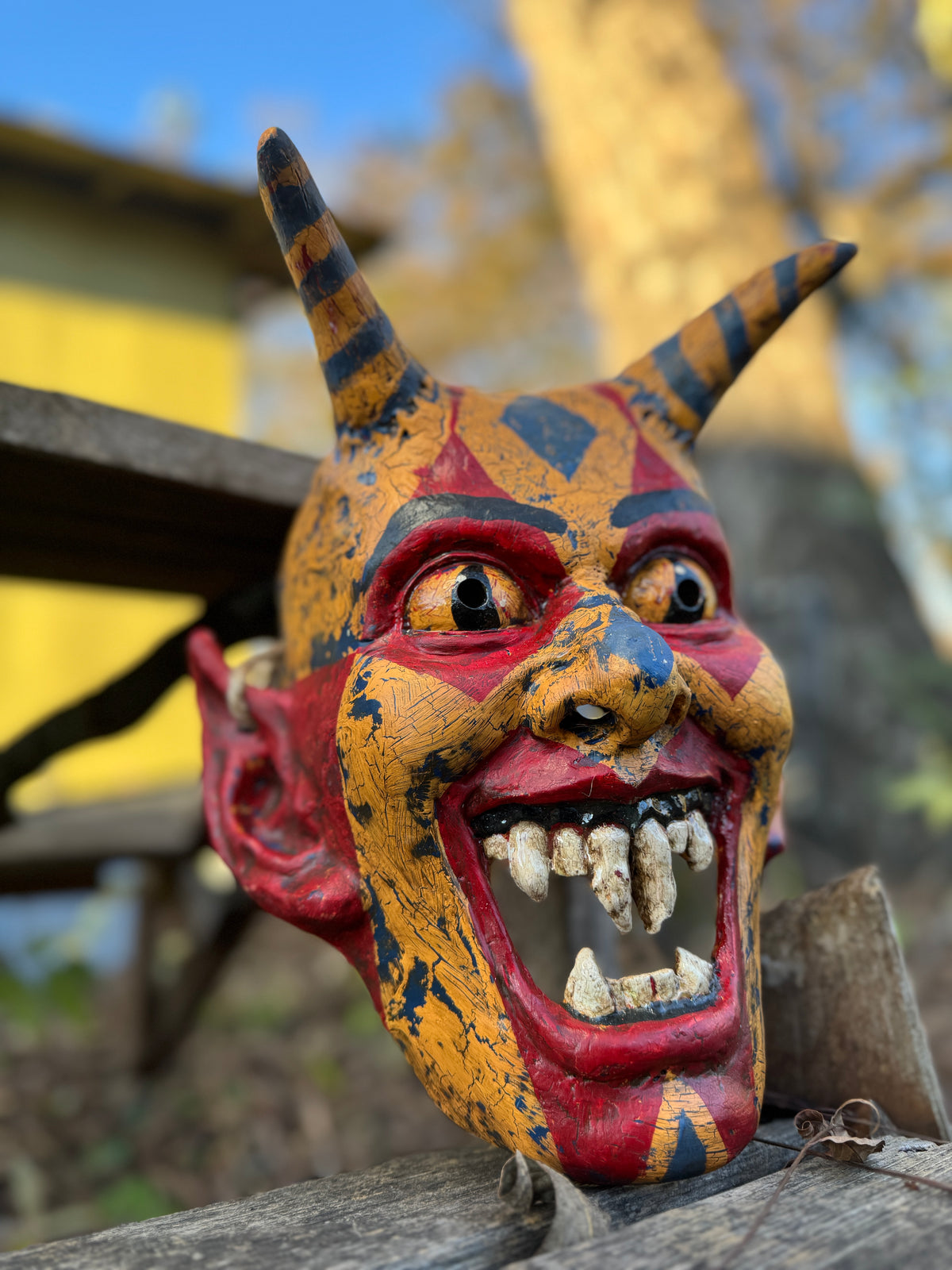 Ready to Ship! X-Large Carnival Krampus Mask - One of a Kind Jester Demon Mask