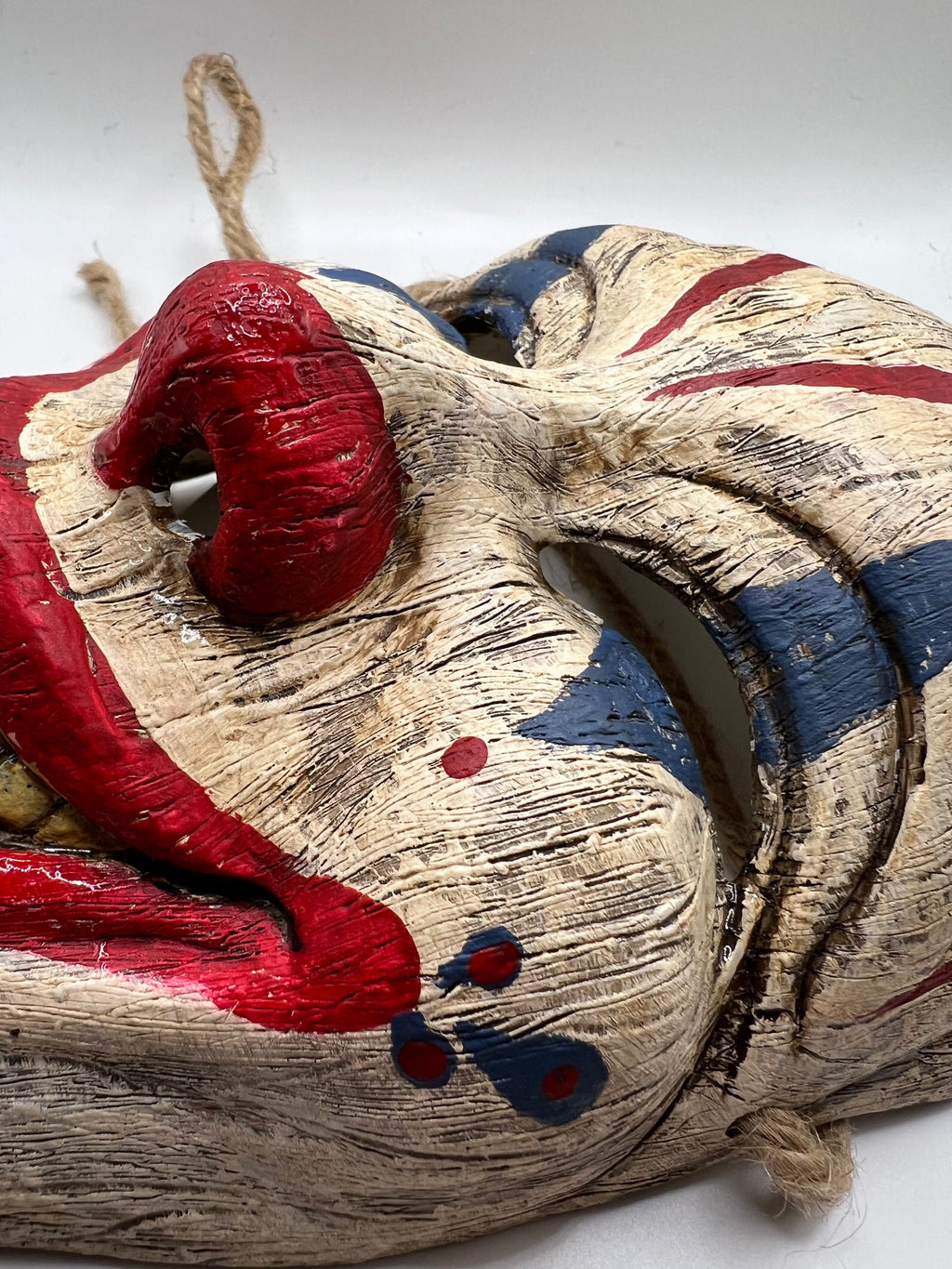 Ready to Ship! Faux Wood Carved Clown Mask