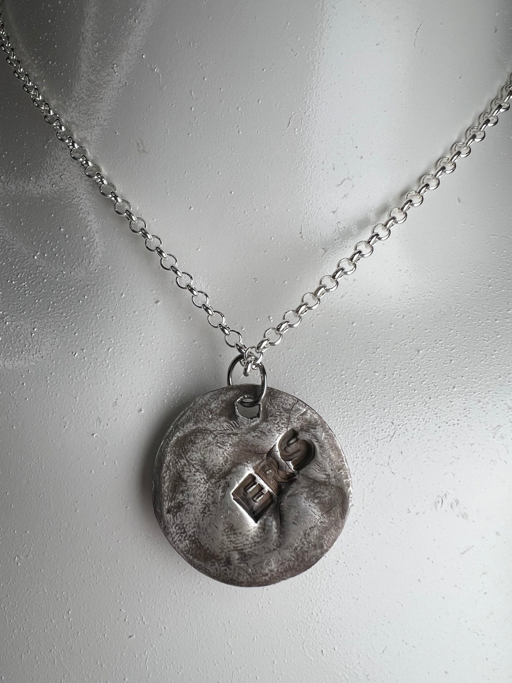Hand Sculpted Fine Silver Mothman Pendant on Sterling Silver Necklace