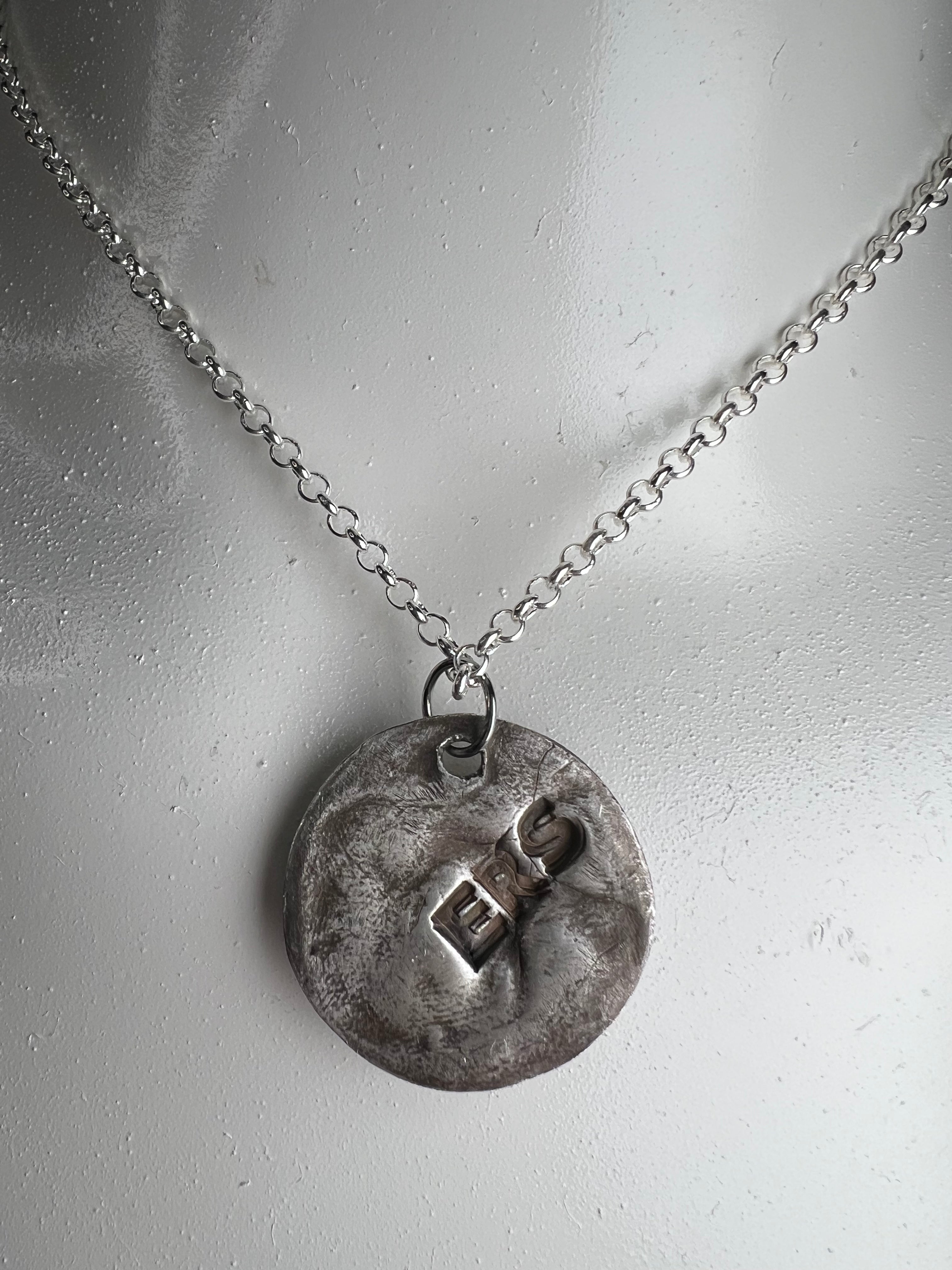 Hand Sculpted Fine Silver Mothman Pendant on Sterling Silver Necklace
