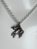 Hand Sculpted Fine Silver Mothman Pendant on Sterling Silver Necklace