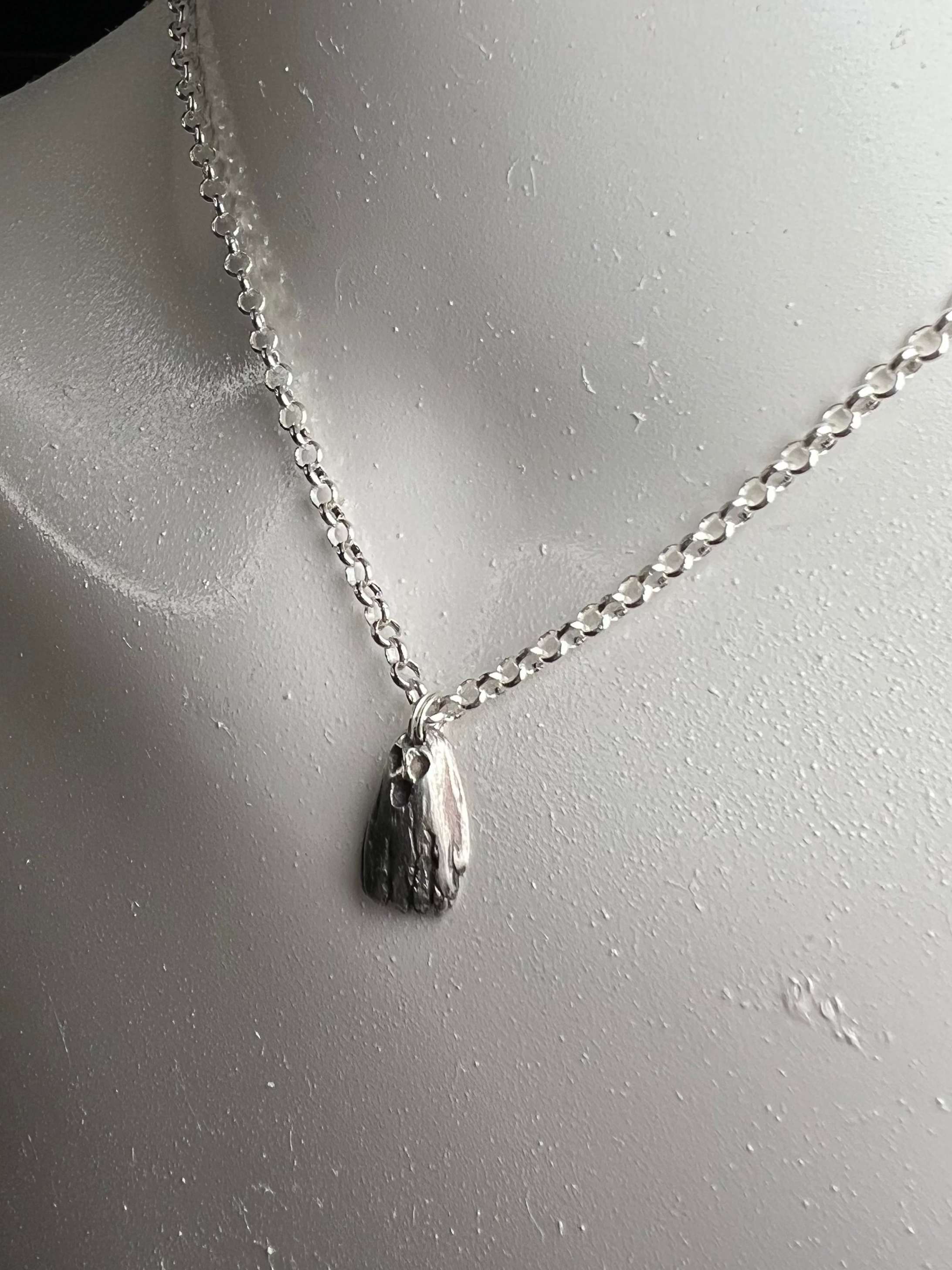 Hand Sculpted Fine Silver Sheet Ghost Pendant on Sterling Silver Necklace - Baby