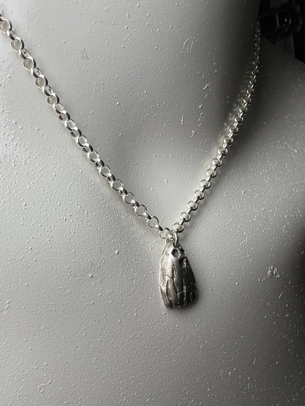 Hand Sculpted Fine Silver Sheet Ghost Pendant on Sterling Silver Necklace - Baby