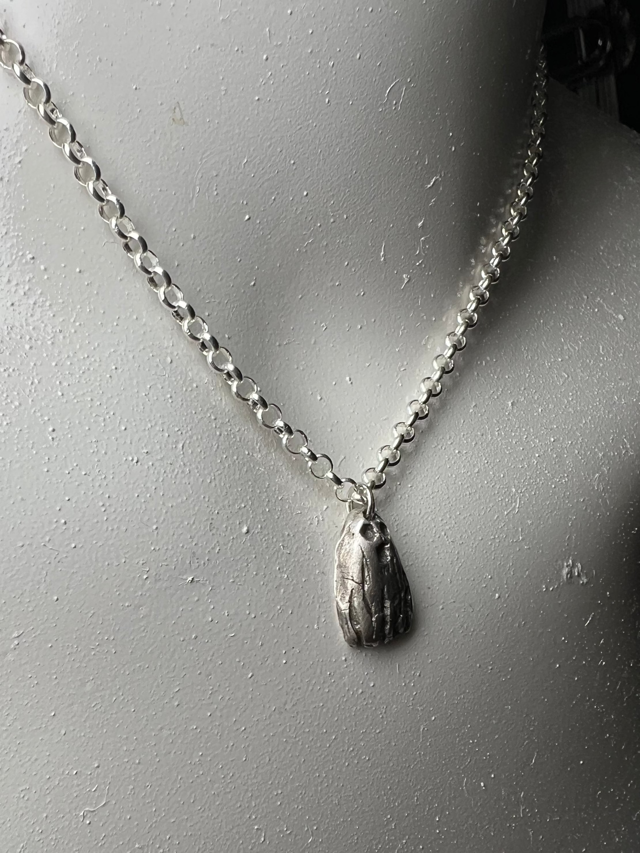 Hand Sculpted Fine Silver Sheet Ghost Pendant on Sterling Silver Necklace - Baby