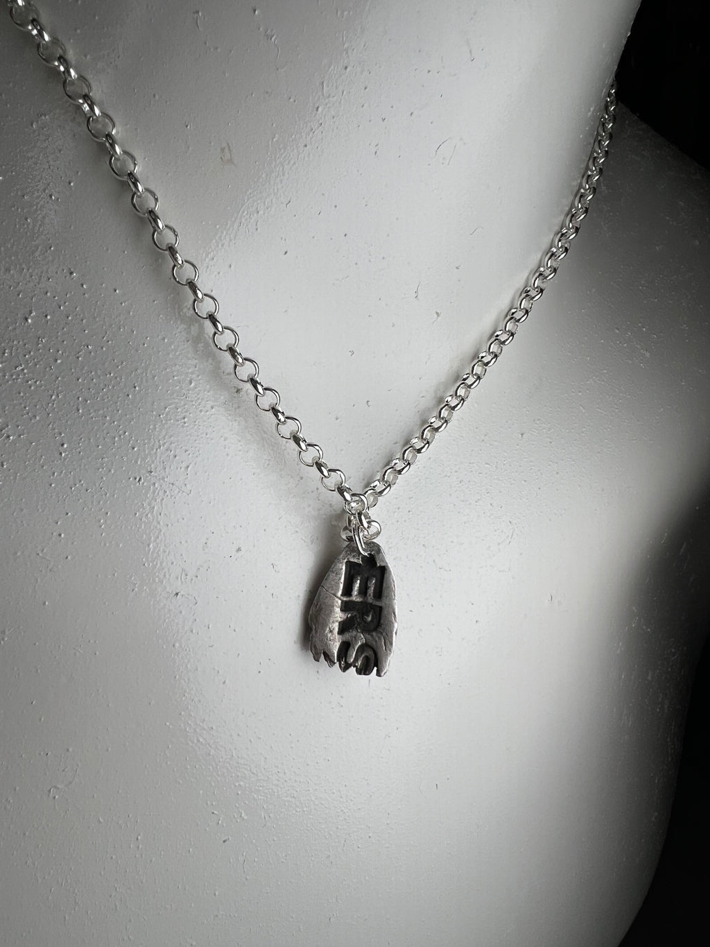 Hand Sculpted Fine Silver Sheet Ghost Pendant on Sterling Silver Necklace - Baby