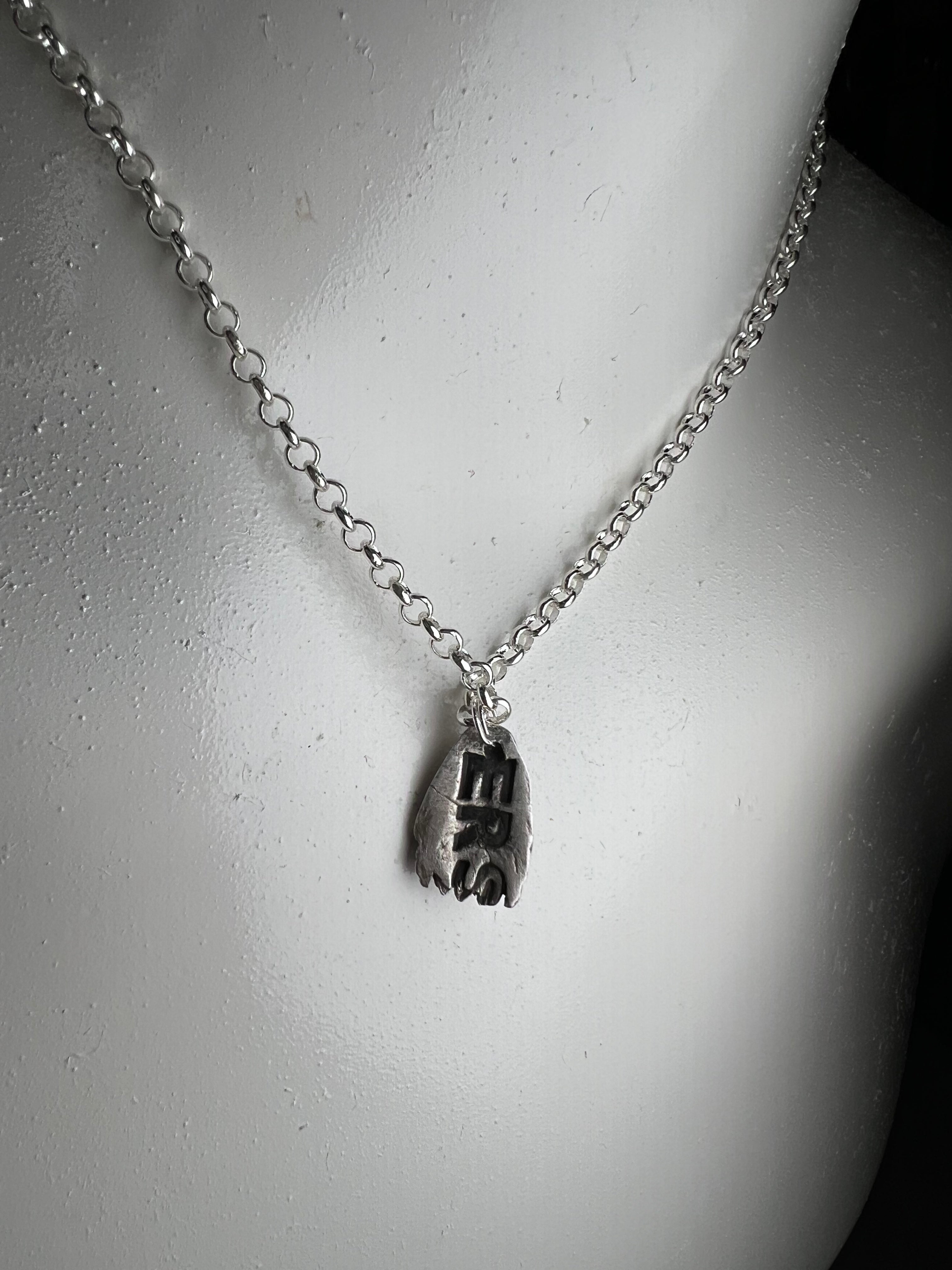 Hand Sculpted Fine Silver Sheet Ghost Pendant on Sterling Silver Necklace - Baby