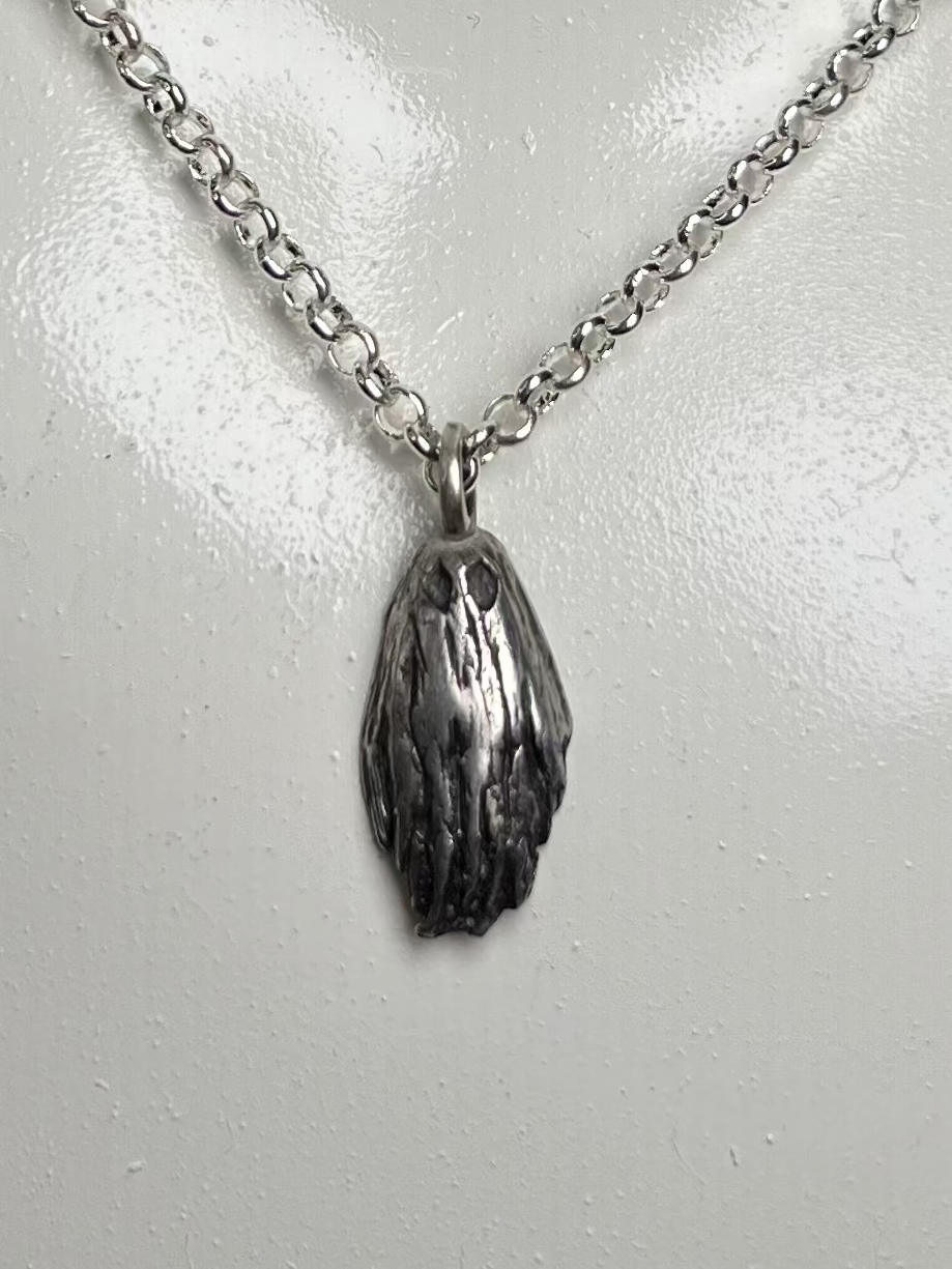 Hand Sculpted Fine Silver Sheet Ghost Pendant on Sterling Silver Necklace - Classic