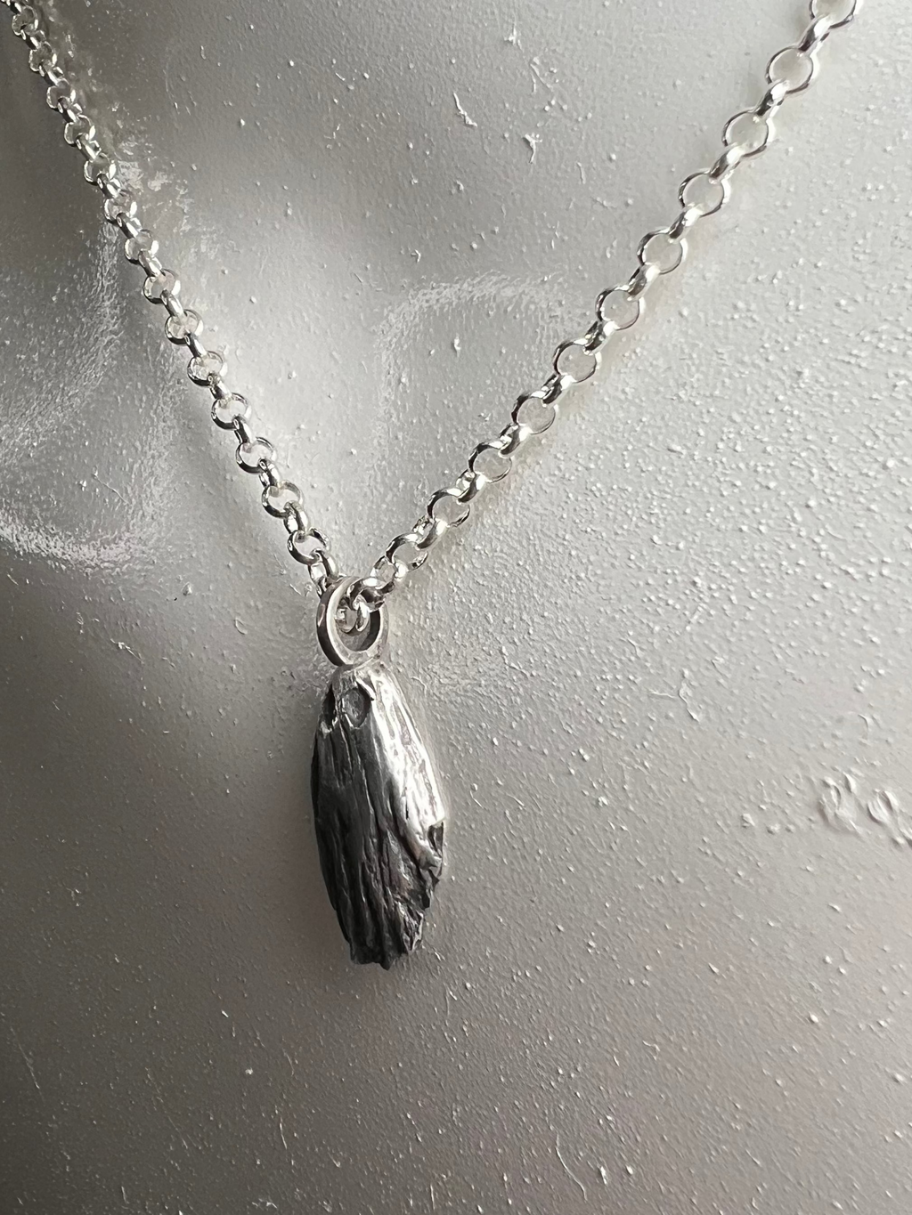 Hand Sculpted Fine Silver Sheet Ghost Pendant on Sterling Silver Necklace - Classic