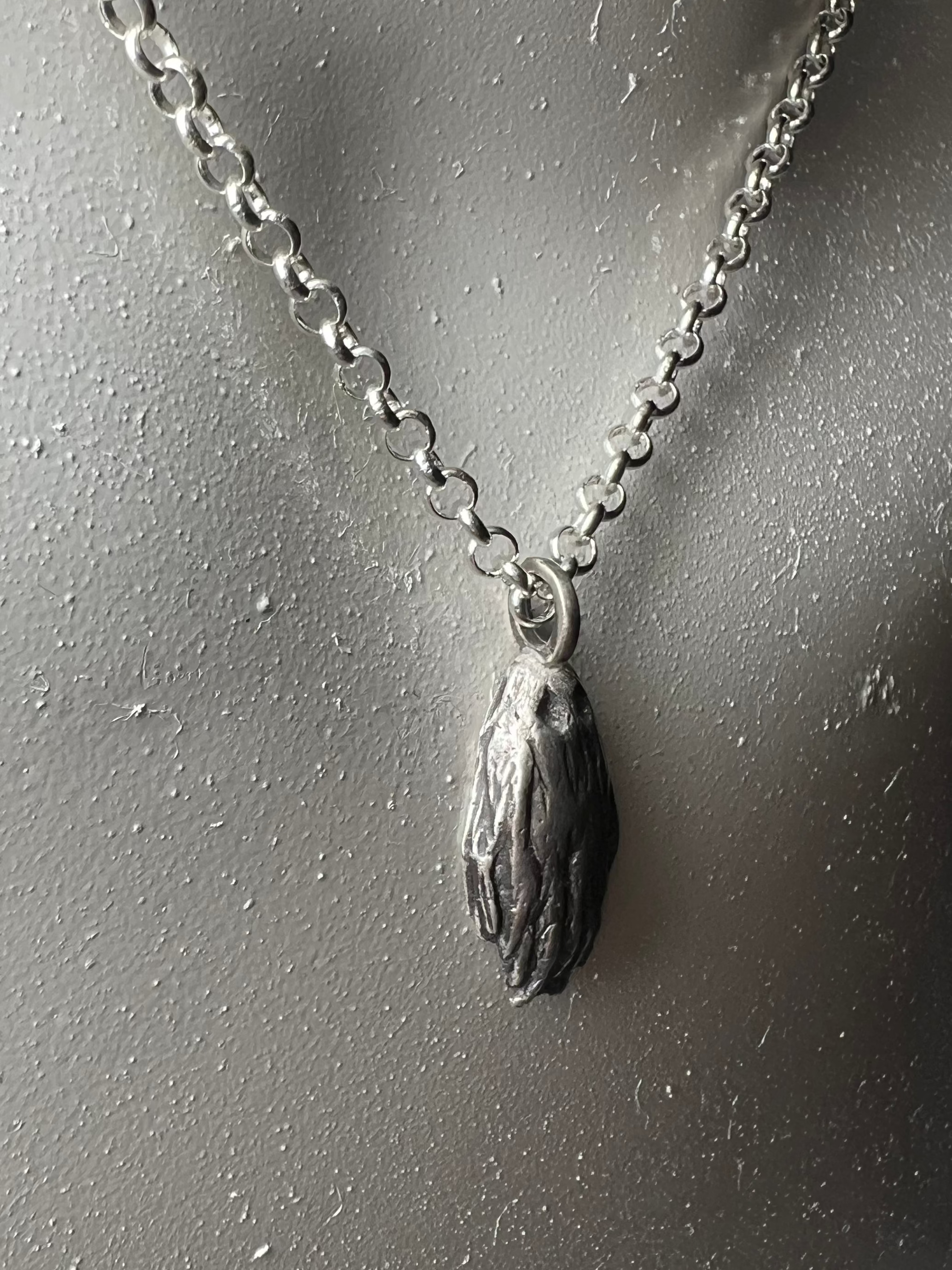 Hand Sculpted Fine Silver Sheet Ghost Pendant on Sterling Silver Necklace - Classic