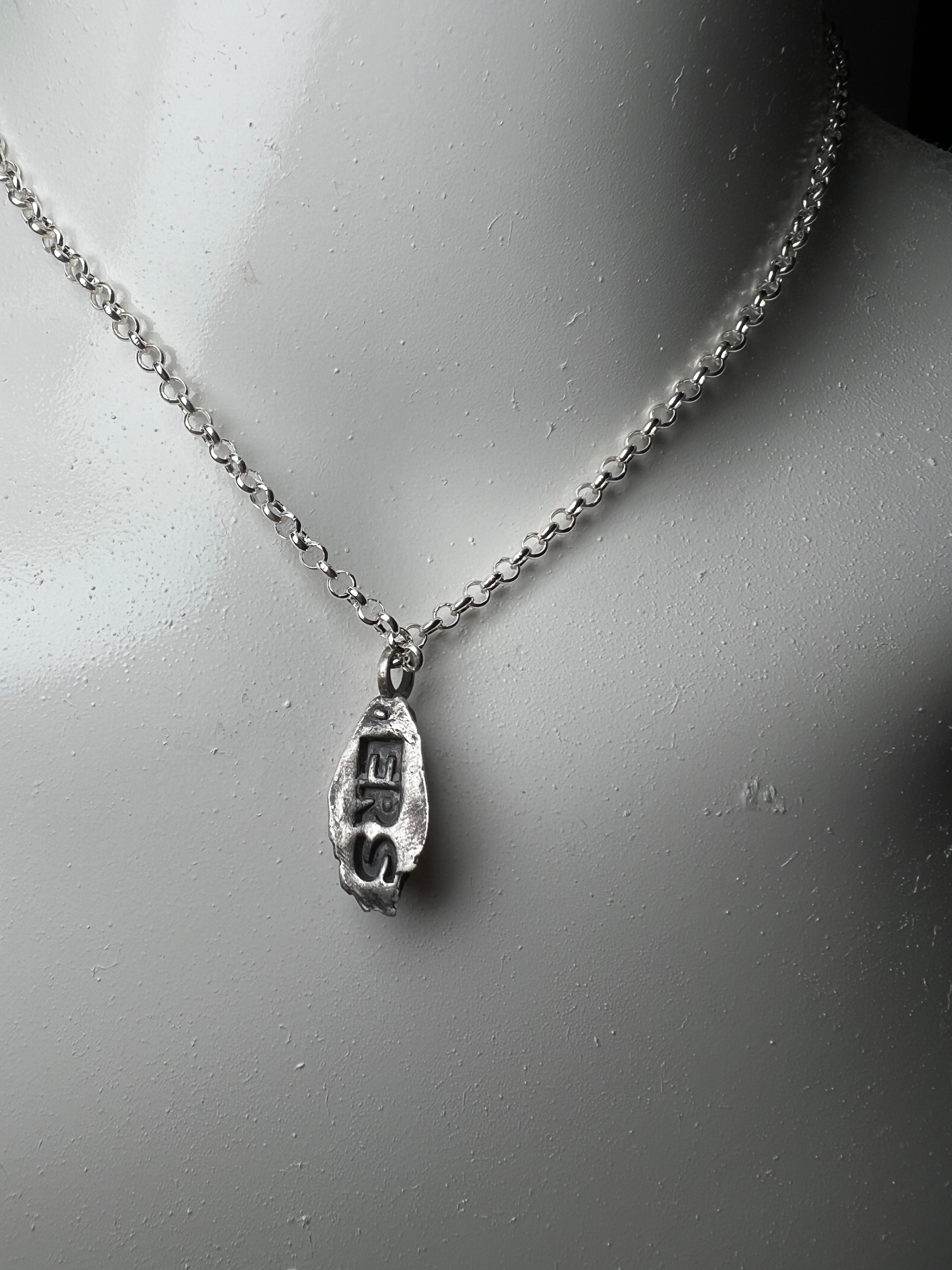 Hand Sculpted Fine Silver Sheet Ghost Pendant on Sterling Silver Necklace - Classic