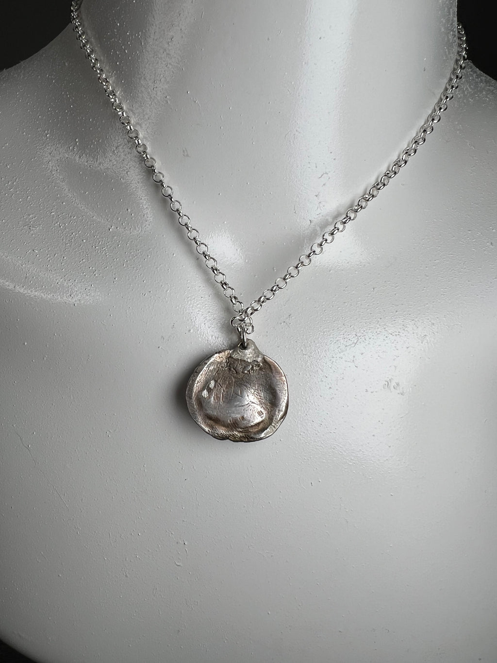 Hand Sculpted Fine Silver "One of Us" Jackolantern Pendant on Sterling Silver Necklace