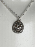 Hand Sculpted Fine Silver Jackolantern Pendant on Sterling Silver Necklace