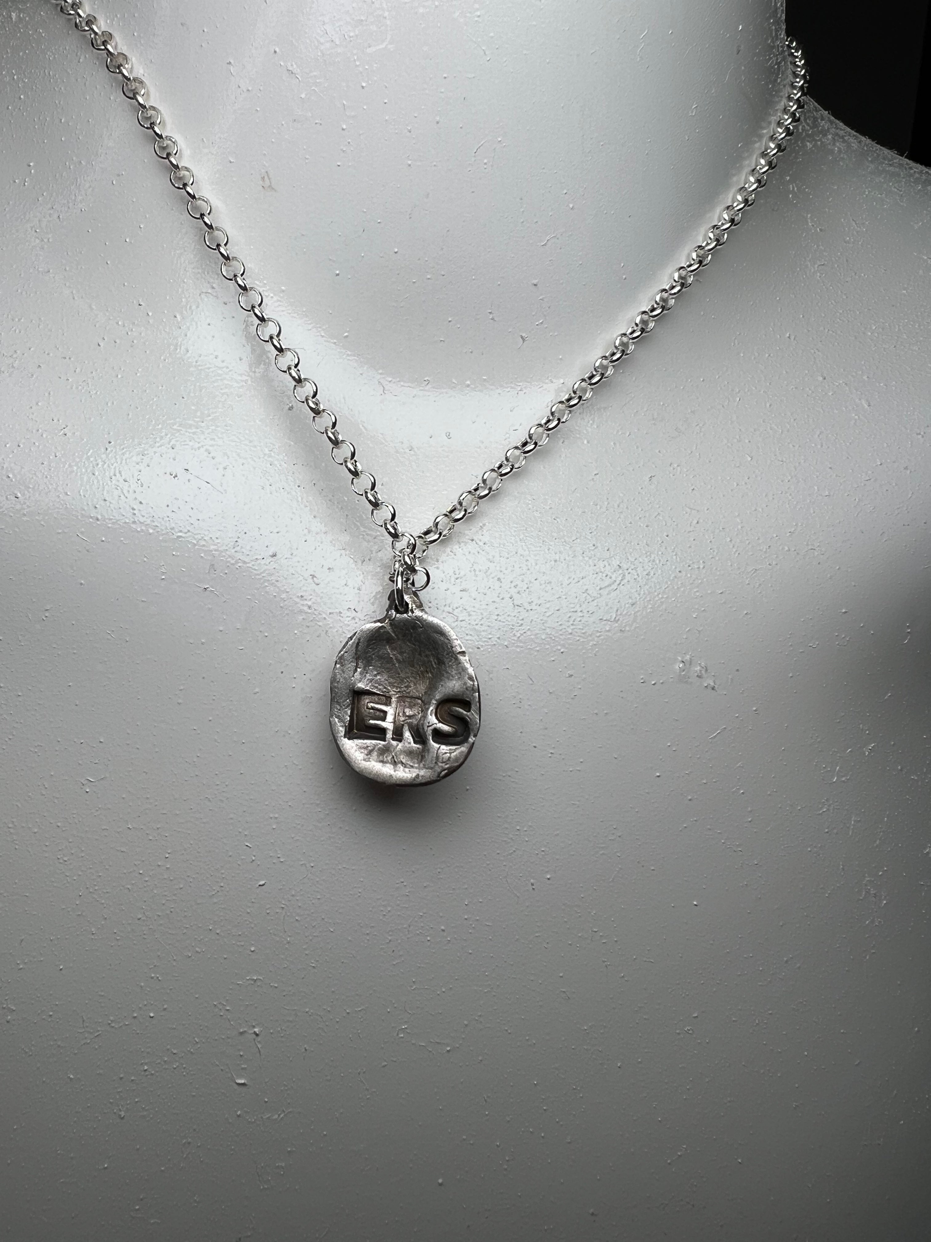 Hand Sculpted Fine Silver Jackolantern Pendant on Sterling Silver Necklace