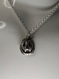 Hand Sculpted Fine Silver Vampire Jackolantern Pendant on Sterling Silver Necklace