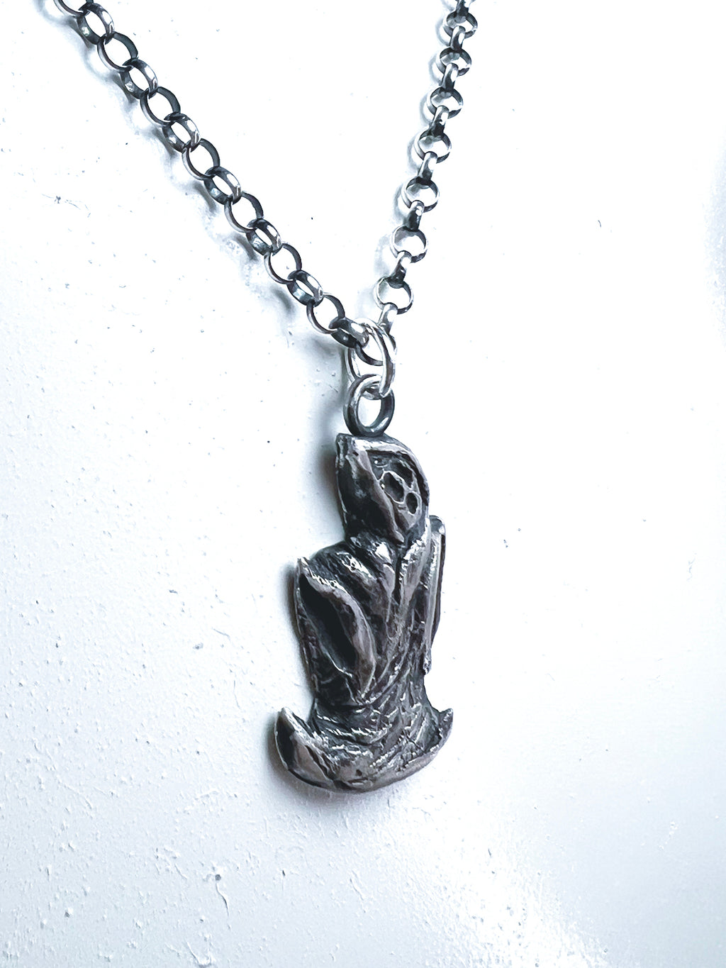 Blow Mold Ghost Necklace - Hand Sculpted Fine Silver Pendant on Sterling Silver Chain