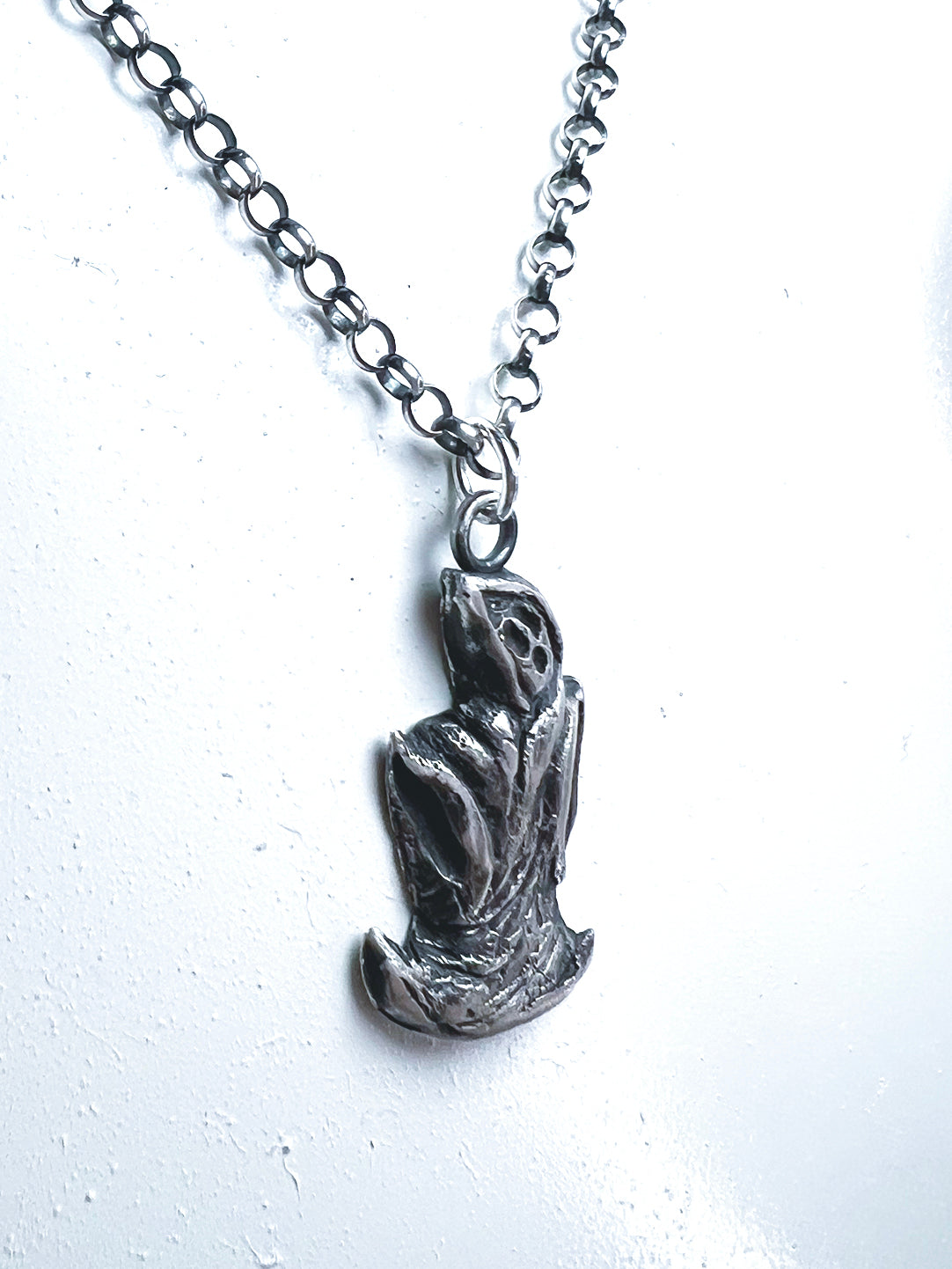 Blow Mold Ghost Necklace - Hand Sculpted Fine Silver Pendant on Sterling Silver Chain