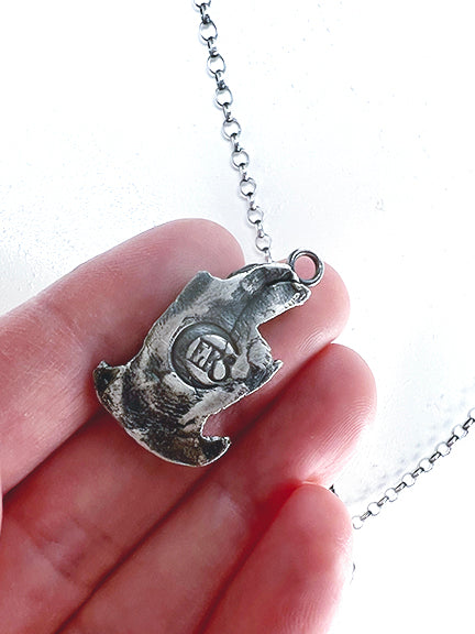 Blow Mold Ghost Necklace - Hand Sculpted Fine Silver Pendant on Sterling Silver Chain