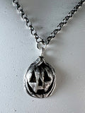 Pre-Order - Vampire Jackolantern Necklace - Hand Sculpted Fine Silver Pendant on Sterling Silver Chain