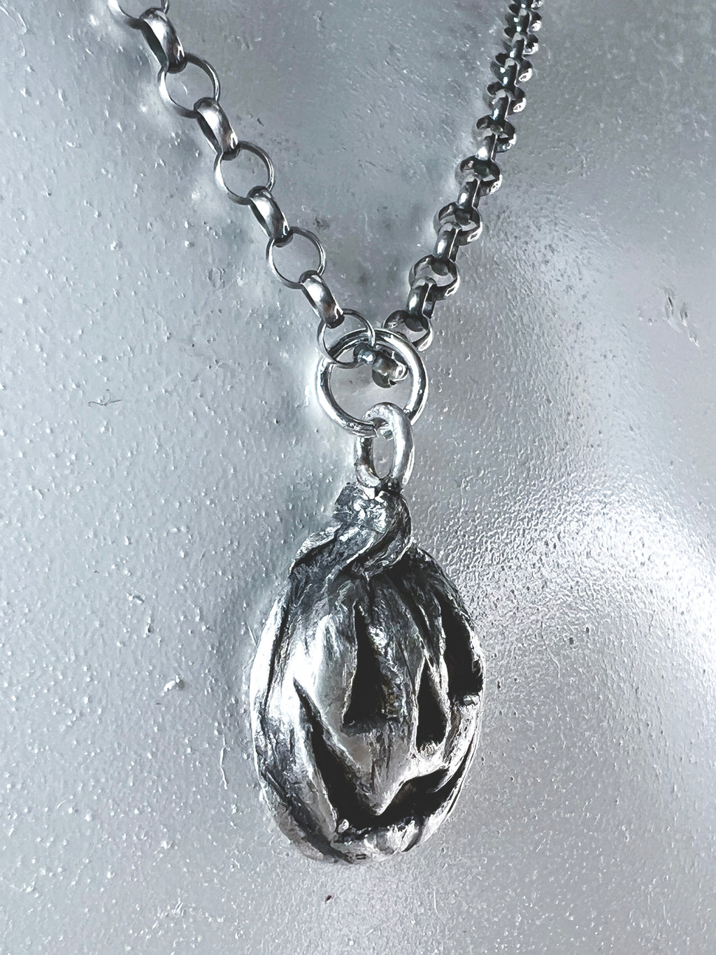 Pre-Order - Vampire Jackolantern Necklace - Hand Sculpted Fine Silver Pendant on Sterling Silver Chain