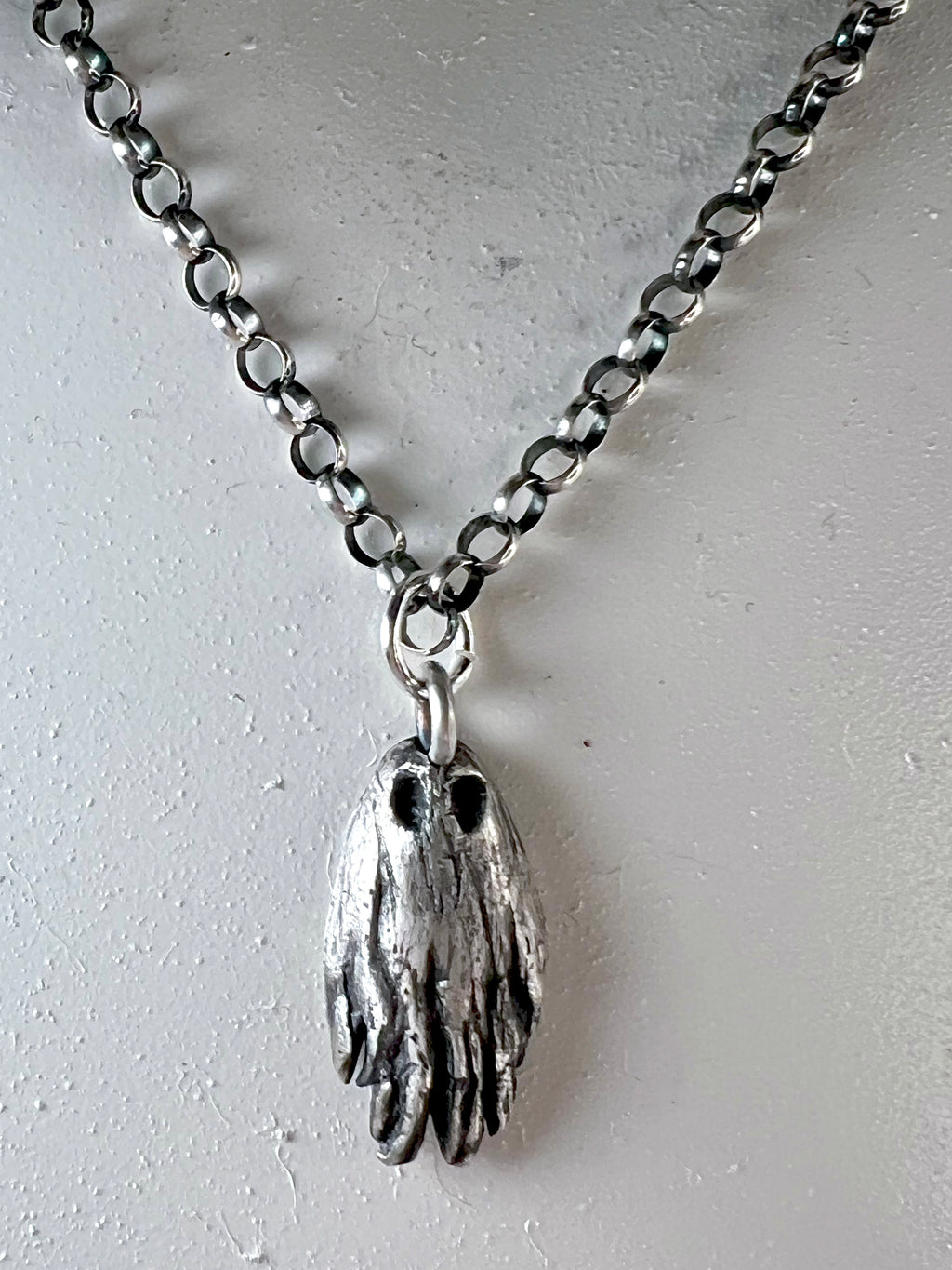 Pre-Order- Sheet Ghost Necklace - Hand Sculpted Fine Silver Pendant on Sterling Silver Chain
