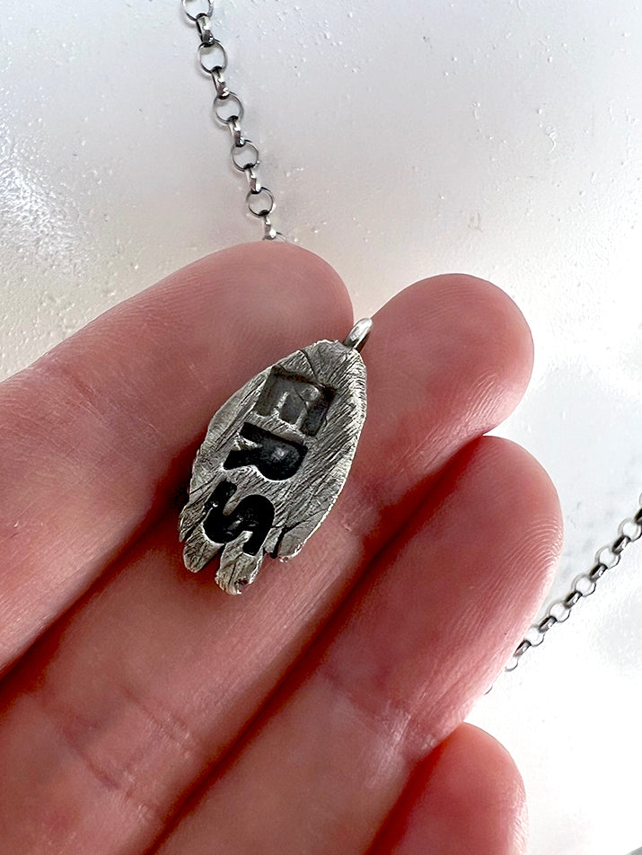 Pre-Order- Sheet Ghost Necklace - Hand Sculpted Fine Silver Pendant on Sterling Silver Chain