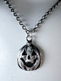 Trick or Treat Jackolantern Necklace - Hand Sculpted Fine Silver