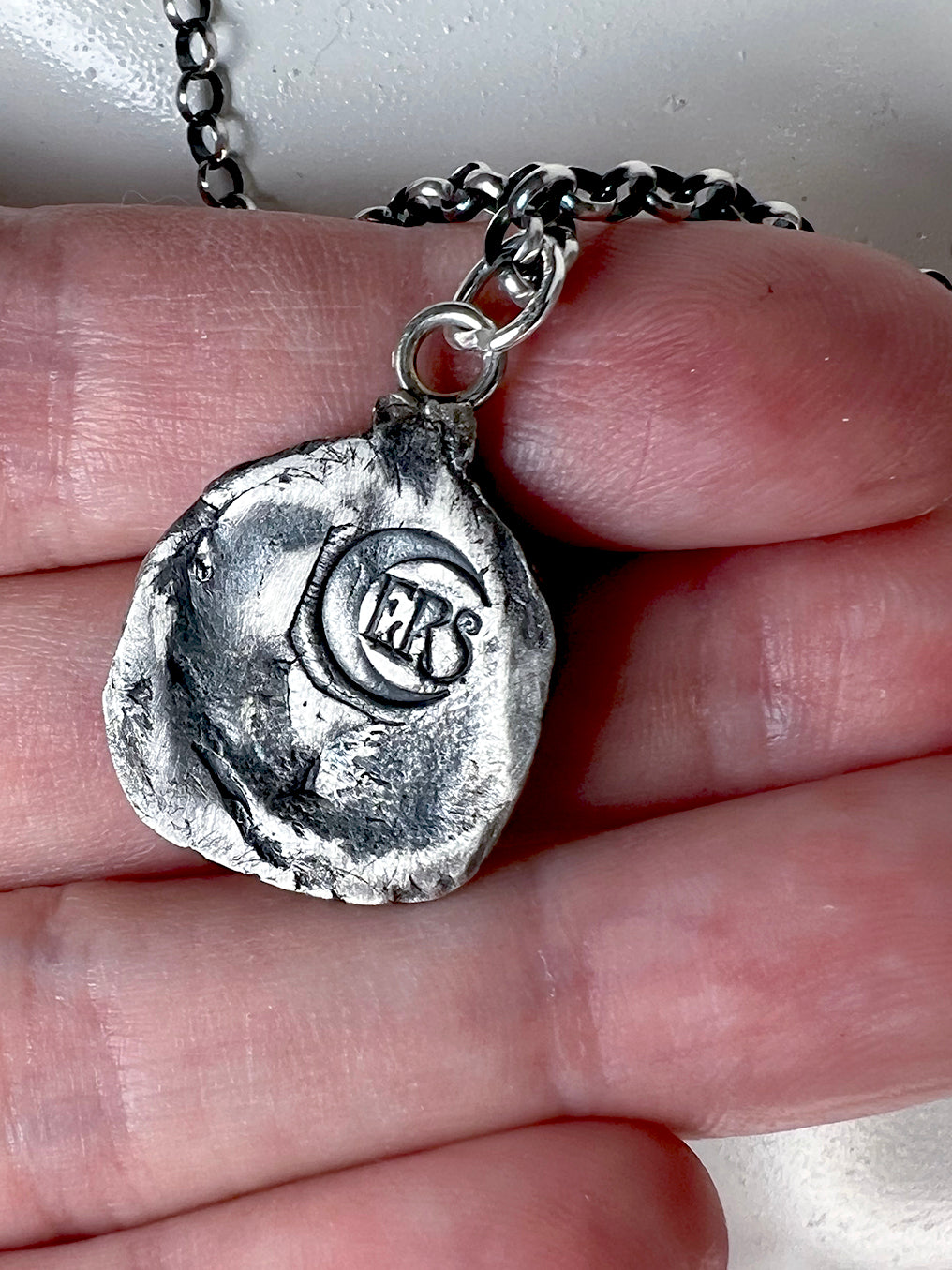 Trick or Treat Jackolantern Necklace - Hand Sculpted Fine Silver Pendant on Sterling Silver Chain