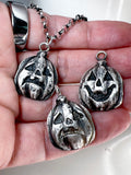 Trick or Treat Jackolantern Necklace - Hand Sculpted Fine Silver Pendant on Sterling Silver Chain