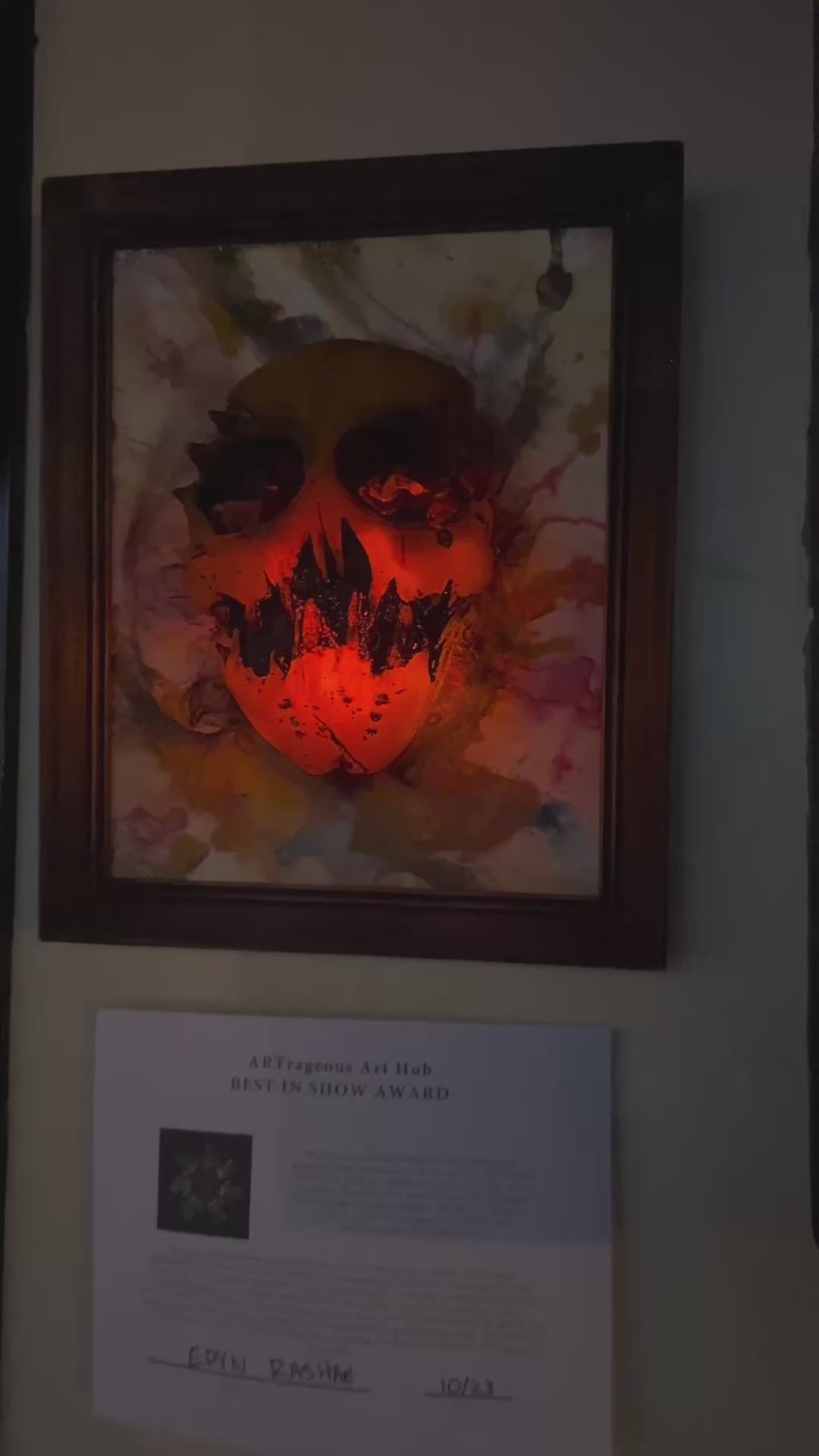 “Best of Show” Award 2023- Interactive, Framed “Fallen Fury”